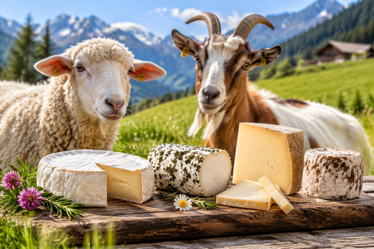 Schafkäse und Ziegenkäse